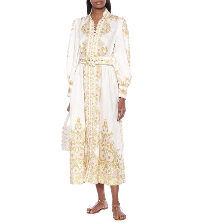 Shop Zimmermann Super Eight Floral Linen Dress In Yellow