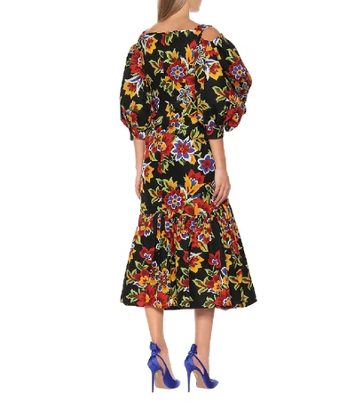 Shop Carolina Herrera Floral Cotton And Silk Dress In Multicoloured