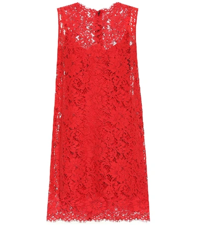 Shop Dolce & Gabbana Lace Minidress In Red