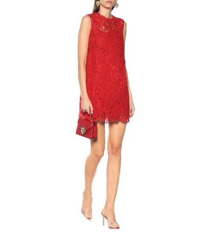 Shop Dolce & Gabbana Lace Minidress In Red