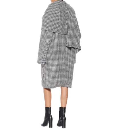 Shop Balenciaga Checked Wool-blend Coat In Grey