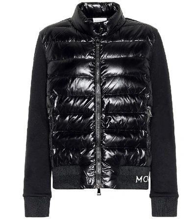 Shop Moncler Cotton-jersey Down Jacket In Black