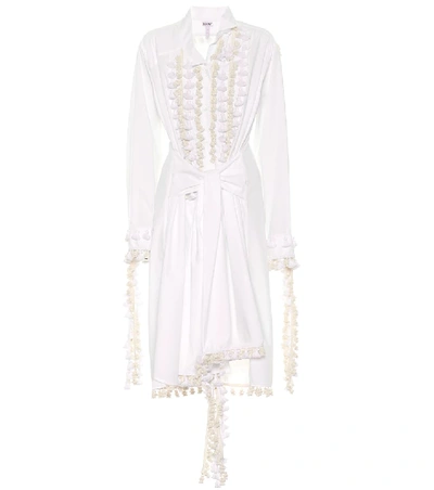 Shop Loewe Embellished Cotton-blend Dress In White