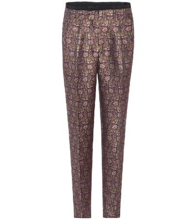Shop Etro Jacquard Cropped Trousers In Multicoloured