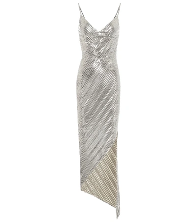 Shop David Koma Metallic Slip Dress In Silver