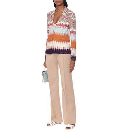 Shop Missoni Chevron-knit Cardigan In Multicoloured
