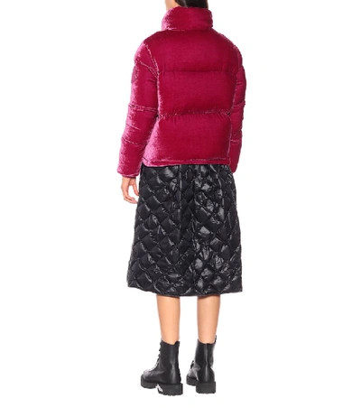 Shop Moncler Rimac Velvet Down Jacket In Pink