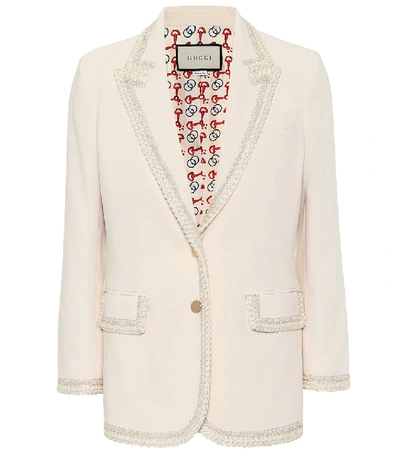 Shop Gucci Embroidered Cady Blazer In White