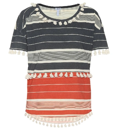 Shop Loewe Striped Cotton Top In Multicoloured