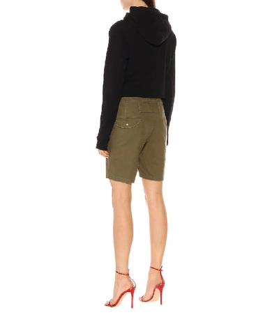 Shop Saint Laurent Embroidered Cotton-blend Shorts In Green