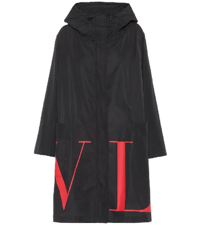 Shop Valentino Vlogo Raincoat In Black