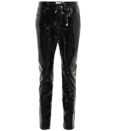 Shop Saint Laurent Patent-leather Skinny Pants In Black
