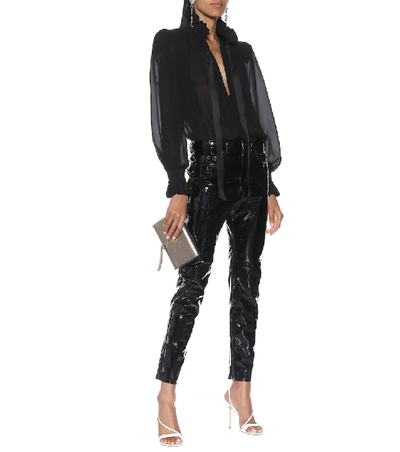 Shop Saint Laurent Patent-leather Skinny Pants In Black