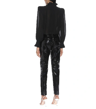 Shop Saint Laurent Patent-leather Skinny Pants In Black