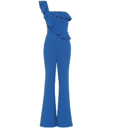 Shop Rebecca Vallance One-shoulder Crêpe Jumpsuit In Blue