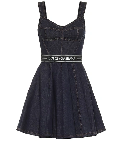 Shop Dolce & Gabbana Stretch-denim Mini Dress In Blue