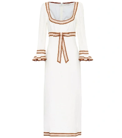 Shop Zimmermann Super Eight Linen Midi Dress In White