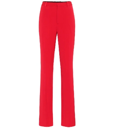 Shop Balenciaga High-rise Straight Wool Pants In Red
