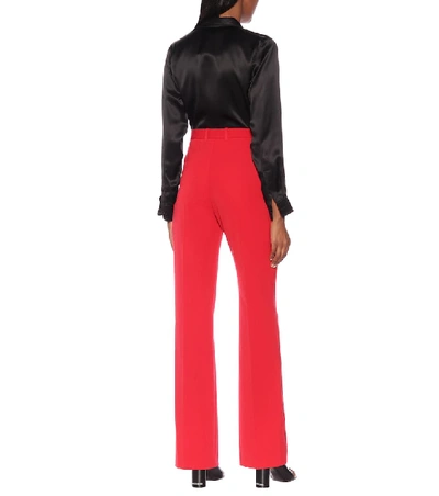 Shop Balenciaga High-rise Straight Wool Pants In Red