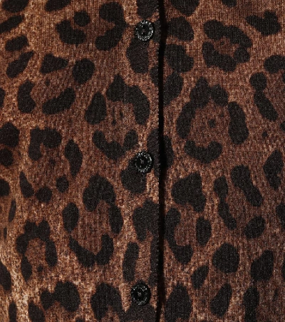 Shop Dolce & Gabbana Leopard-printed Wool Cardigan In Brown