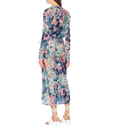 Shop Attico Floral Velvet Wrap Dress In Multicoloured