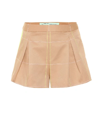 Shop Off-white Checked Cotton-blend Shorts In Beige