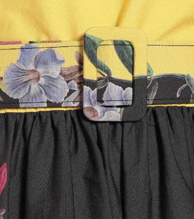 Shop Oscar De La Renta Floral Stretch-cotton Midi Dress In Multicoloured