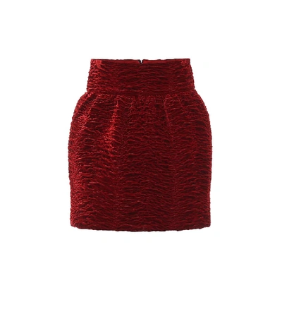 Shop Saint Laurent Velvet Miniskirt In Red