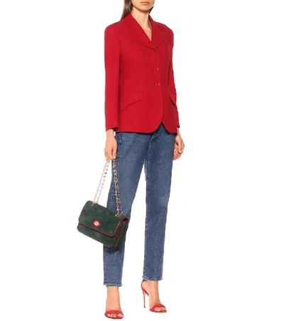 Shop Gucci Wool And Silk Drill Blazer In Red