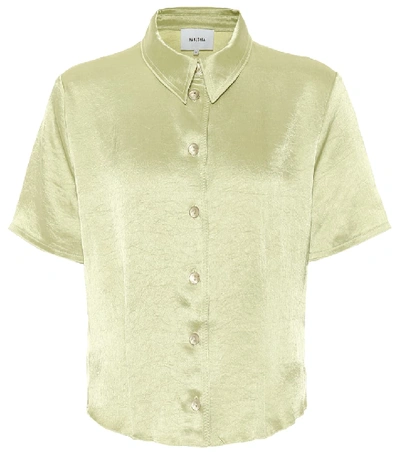 Shop Nanushka Clare Hammered-satin Shirt In Green