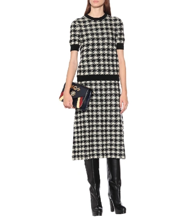 Shop Gucci Houndstooth Cashmere And Silk Top In Black