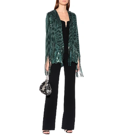 Shop Galvan Winter Jungle Sequined Jacket In Green