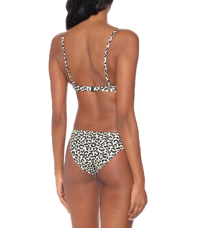 Shop Solid & Striped The Eva Leopard-print Bikini Top In Beige