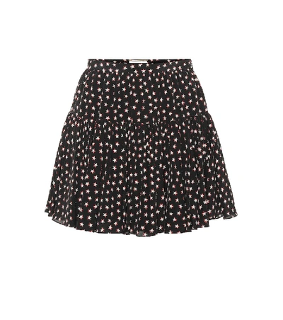 Shop Saint Laurent Printed Silk Miniskirt In Black