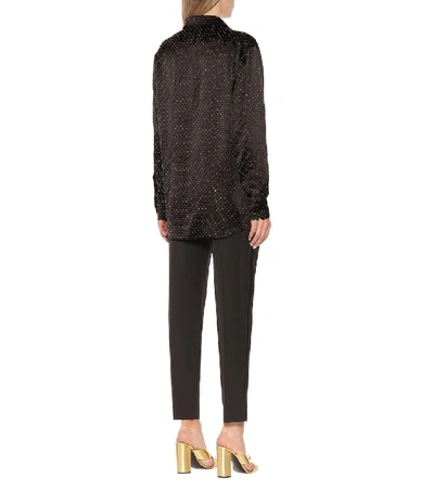 Shop Saint Laurent Embellished Silk Satin Shirt In Black