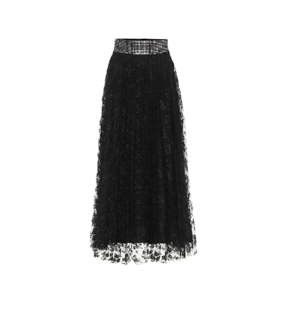 Shop Christopher Kane Embellished Lace Midi Skirt In Black