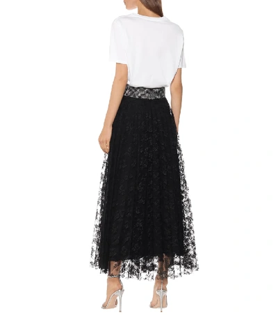 Shop Christopher Kane Embellished Lace Midi Skirt In Black