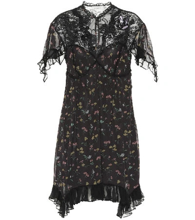 Shop Coach Lace-yoke Floral Dress In Black