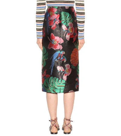 Shop Valentino Brocade Skirt In Multicoloured