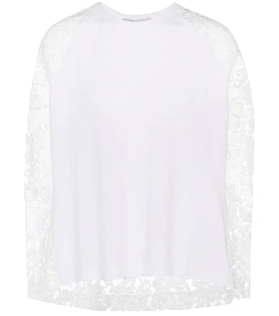 Shop Valentino Lace-panelled Wool And Cashmere Sweater In White