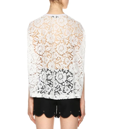Shop Valentino Lace-panelled Wool And Cashmere Sweater In White