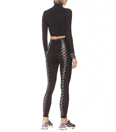 Shop Adam Selman Sport Crystal-embellished Crop Top In Black