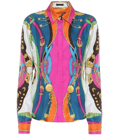 Shop Versace Printed Silk Shirt In Multicoloured
