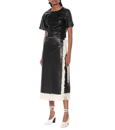 Shop Stand Studio Eve Fringe-trimmed Leather Skirt In Black