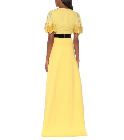 Shop Gucci Embellished Silk Gown In Yellow