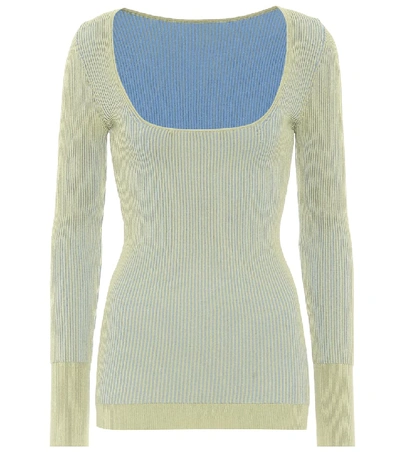 Shop Jacquemus La Maille Rosa Ribbed-knit Top In Green