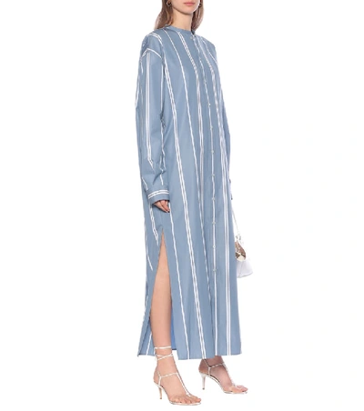 Shop Jil Sander Striped Cotton Maxi Shirt Dress In Blue