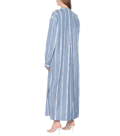 Shop Jil Sander Striped Cotton Maxi Shirt Dress In Blue