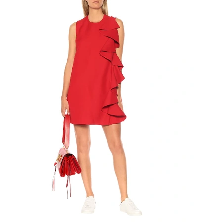 Shop Valentino Wool And Silk-crêpe Minidress In Red