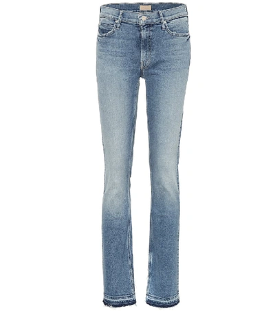 Shop Mother The Rascal Slit Straight Jeans In Blue